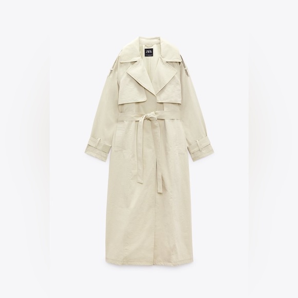 Zara Waxed Cotton Duffel Coat XS Sand 4391/870 Tag Included - Picture 1 of 9